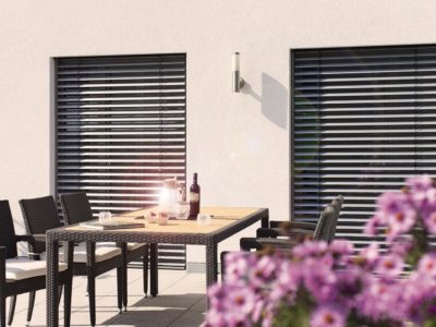 Jalousien bodentiefe Fenster Aufsetz-Außenjalousie