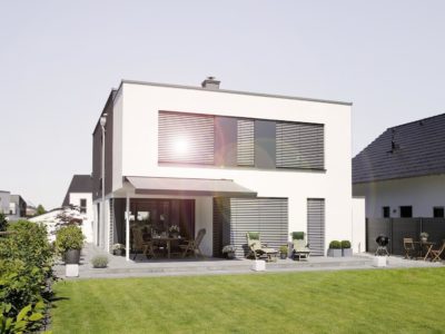Raffstoren mit Markisen Neubau-Aufsetz-Außenjalousie